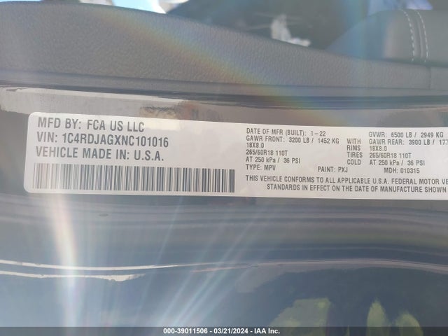 Dodge Durango Sxt Awd 2022 1C4RDJAGXNC101016 Image 9