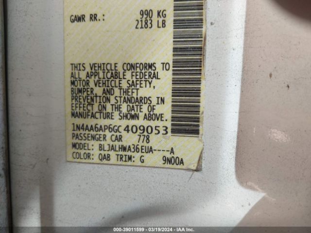 1N4AA6AP6GC409053 Nissan Maxima 3.5 Platinum