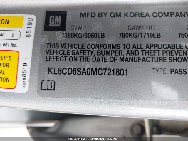 Chevrolet Spark Fwd 1lt Automatic 2021 KL8CD6SA0MC721801 Image 9