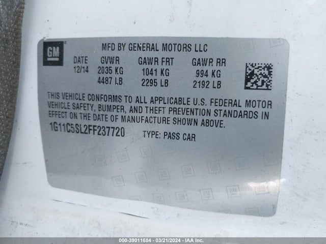 Chevrolet MALIBU 1LT 2015 1G11C5SL2FF237720 Image 9