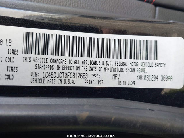 1C4SDJCT0FC817663 Dodge Durango R/t