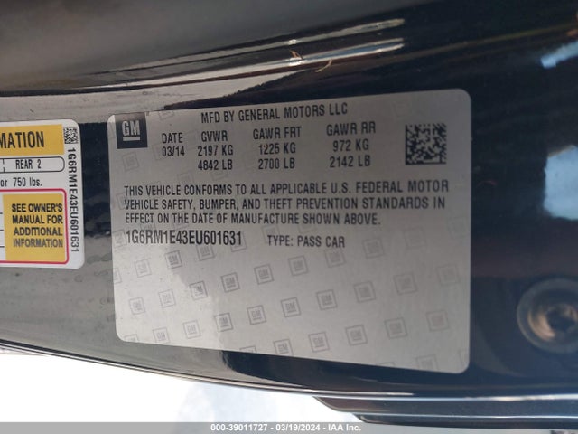 1G6RM1E43EU601631 Cadillac Elr Standard