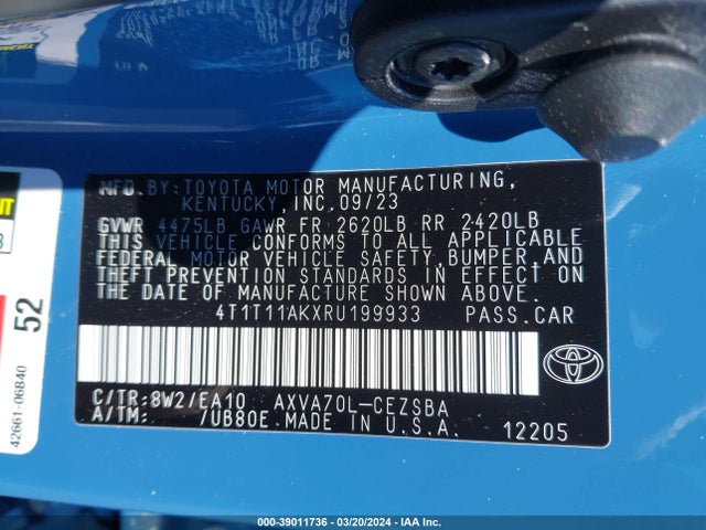 Toyota CAMRY SE 2024 4T1T11AKXRU199933 Image 9