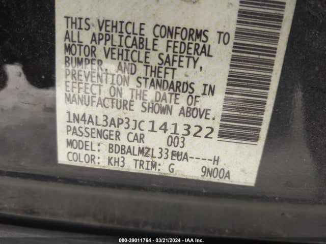 Nissan Altima 2.5 Sv 2018 1N4AL3AP3JC141322 Image 9