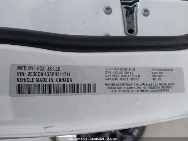 2C3CDXHG5PH611714 Dodge CHARGER GT