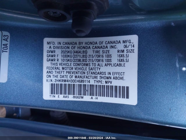 Honda CR-V LX 2014 2HKRM4H30EH689114 Image 9