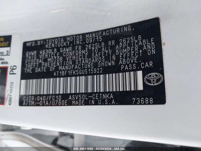 Toyota CAMRY LE 2016 4T1BF1FK5GU515922 Image 9