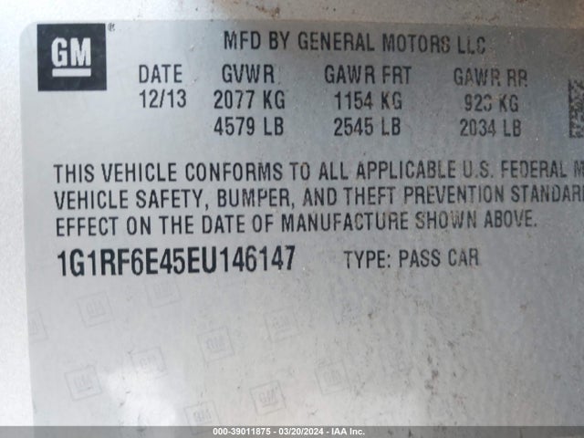 Chevrolet Volt 2014 1G1RF6E45EU146147 Image 9