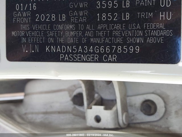 KIA RIO EX 2016 KNADN5A34G6678599 Image 9