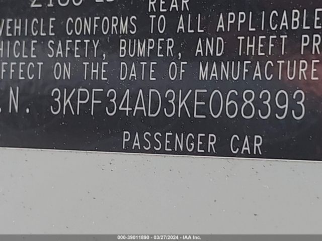 3KPF34AD3KE068393 KIA FORTE S