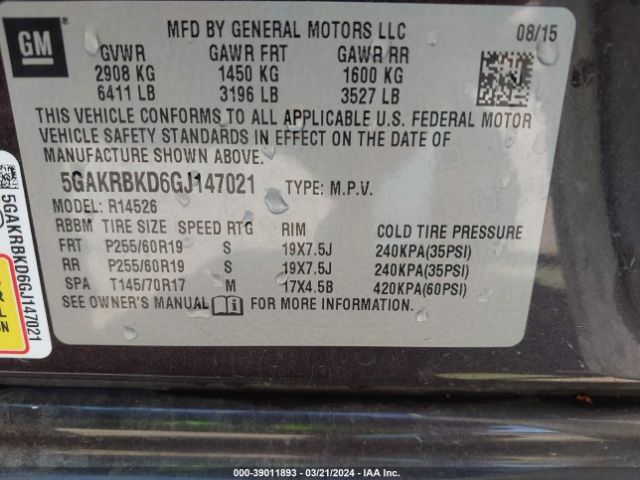 5GAKRBKD6GJ147021 Buick Enclave Leather