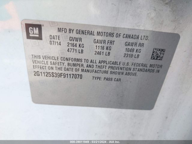 2G1125S39F9117070 Chevrolet Impala 2lt