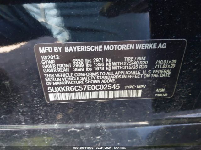 5UXKR6C57E0C02545 BMW X5 Xdrive50i