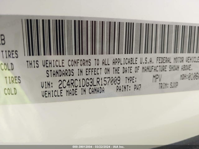 2C4RC1DG3LR157009 Chrysler Voyager Lxi