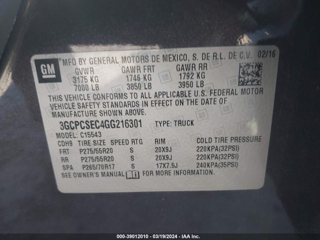 Chevrolet Silverado 1500 1lz 2016 3GCPCSEC4GG216301 Image 9