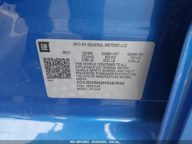Chevrolet Sonic Lt Auto 2017 1G1JD5SH2H4167949 Image 9