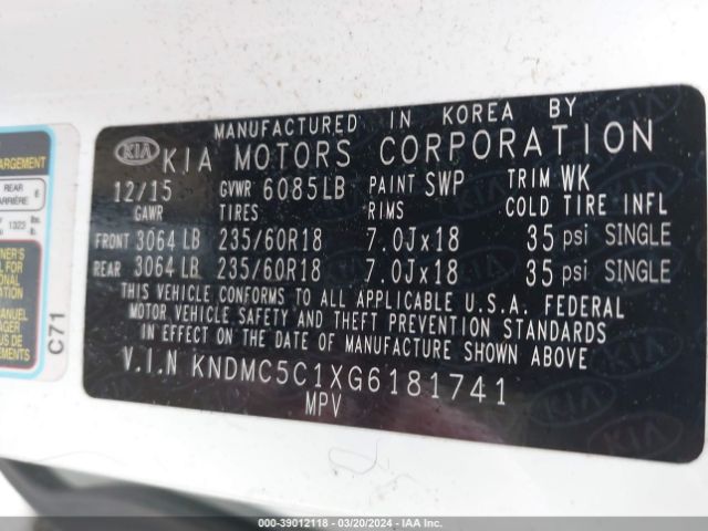 KNDMC5C1XG6181741 KIA SEDONA EX