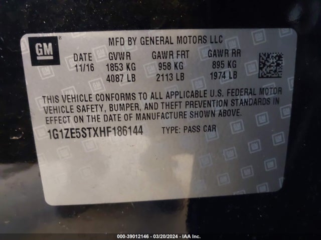 Chevrolet MALIBU 1LT 2017 1G1ZE5STXHF186144 Image 9