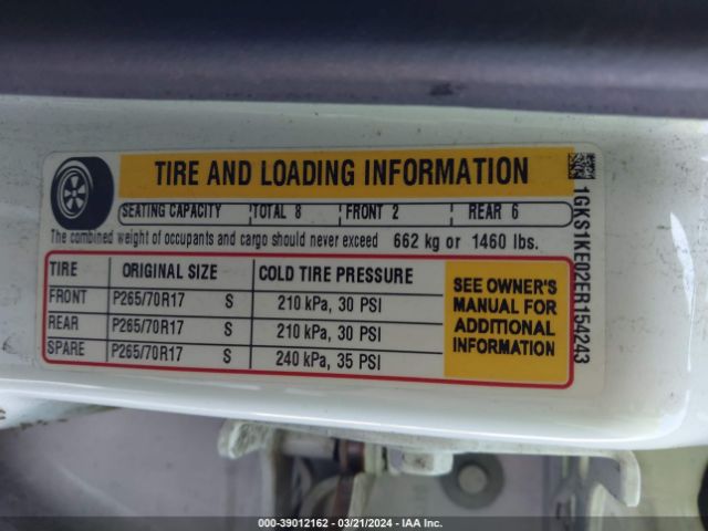 1GKS1KE02ER154243 GMC Yukon Xl 1500 Slt