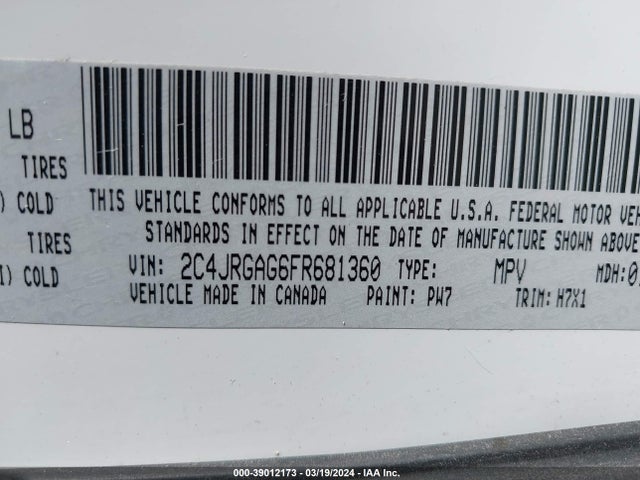 RAM Cargo Tradesman 2015 2C4JRGAG6FR681360 Image 9
