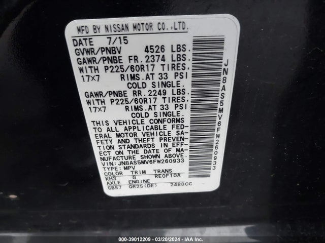 Nissan Rogue Select S 2015 JN8AS5MV6FW260933 Image 9
