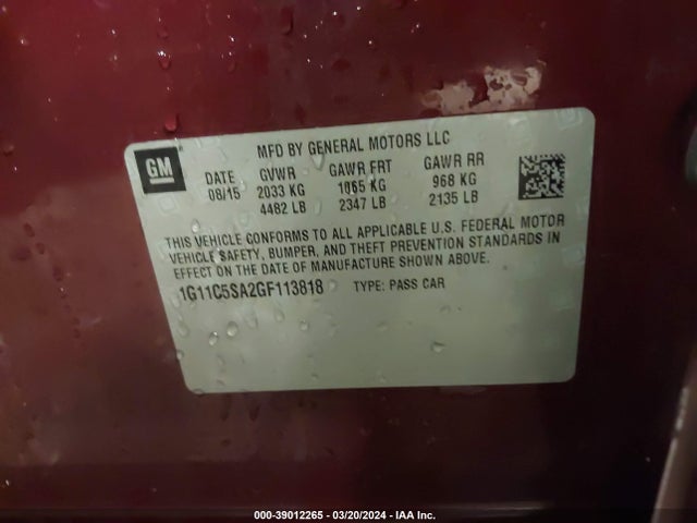 Chevrolet Malibu Limited Lt 2016 1G11C5SA2GF113818 Image 9