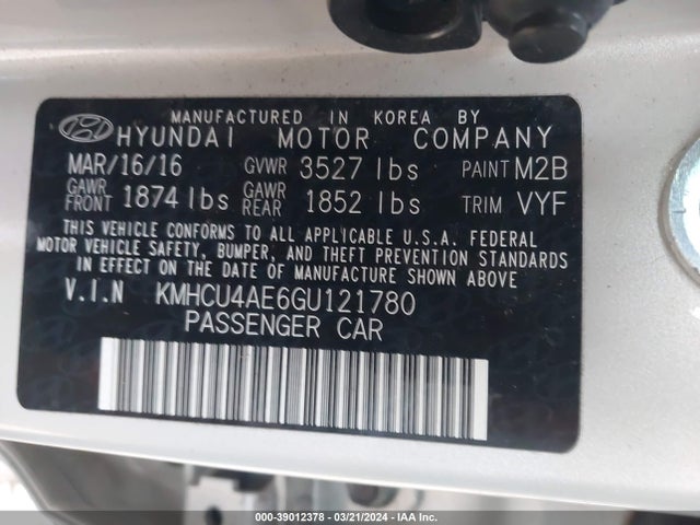 Hyundai ACCENT SE 2016 KMHCU4AE6GU121780 Image 9