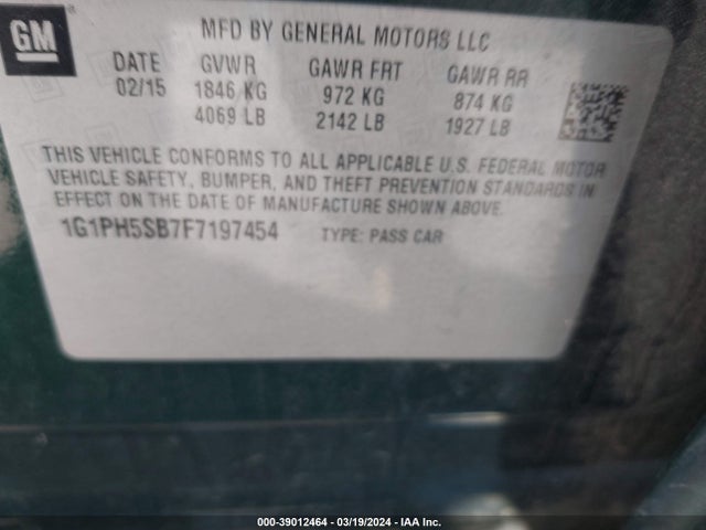 Chevrolet Cruze Eco Auto 2015 1G1PH5SB7F7197454 Image 9