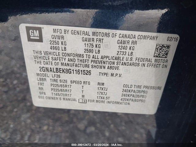 Chevrolet EQUINOX LS 2016 2GNALBEK8G1161526 Image 9