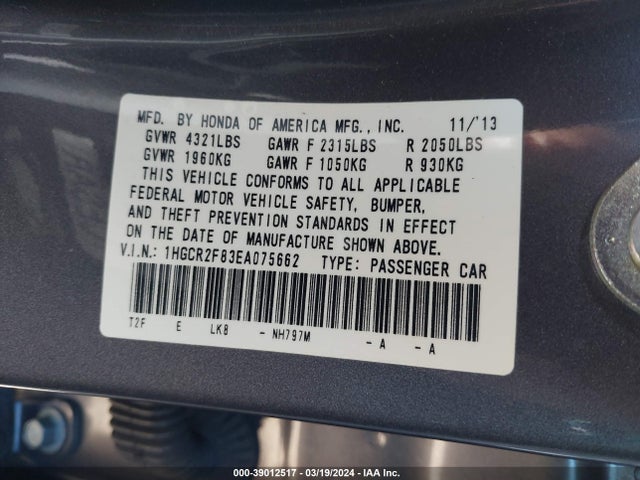 Honda Accord Ex-l 2014 1HGCR2F83EA075662 Image 9