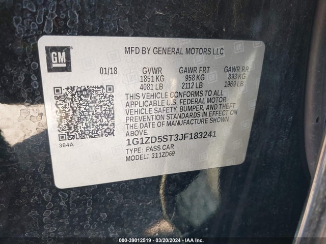 Chevrolet MALIBU LT 2018 1G1ZD5ST3JF183241 Image 9
