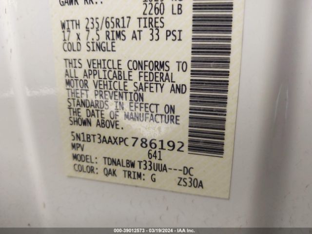 5N1BT3AAXPC786192 Nissan Rogue S Fwd