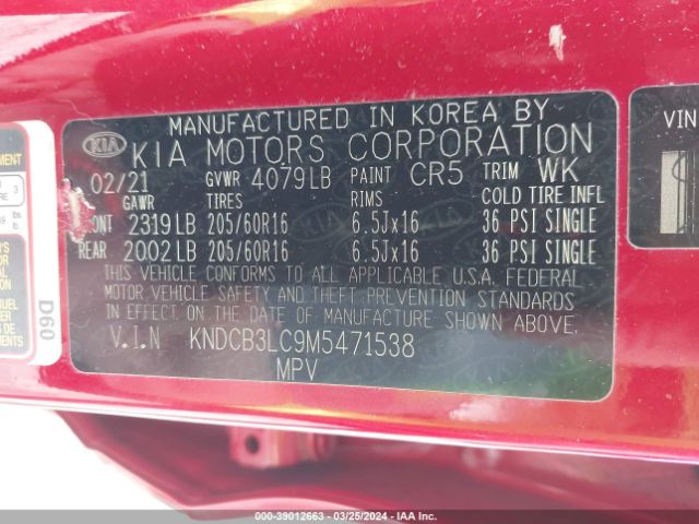 KNDCB3LC9M5471538 KIA NIRO LX
