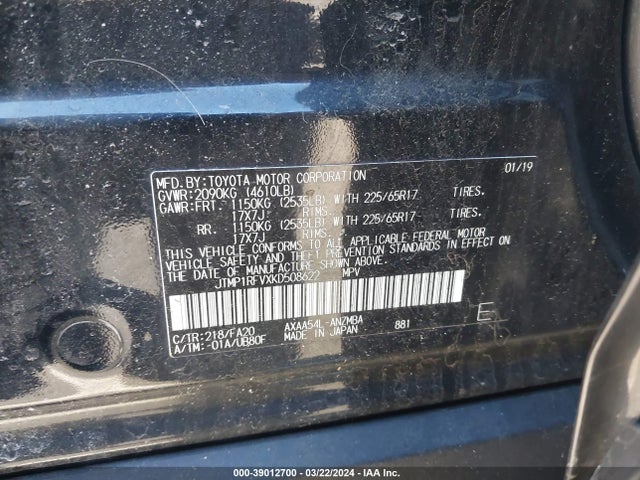 Toyota Rav4 Xle 2019 JTMP1RFVXKD508622 Image 9