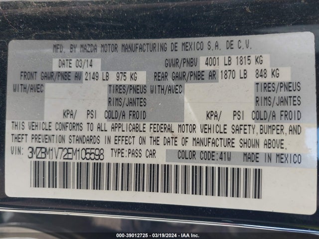 Mazda Mazda3 I Touring 2014 3MZBM1V72EM105598 Image 9