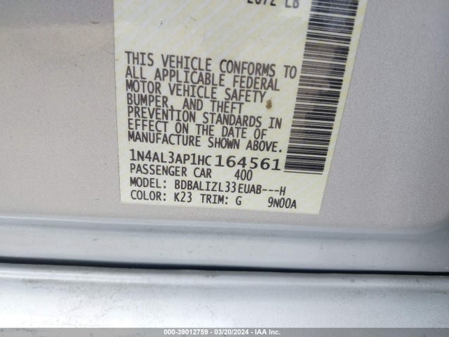 Nissan Altima 2.5 Sv 2017 1N4AL3AP1HC164561 Image 9
