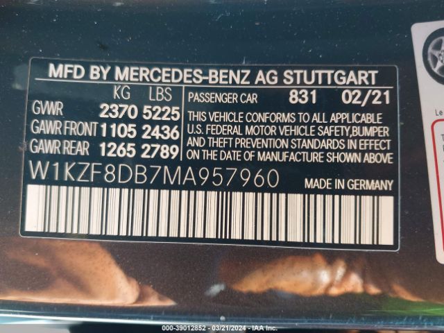 W1KZF8DB7MA957960 Mercedes-Benz E 350