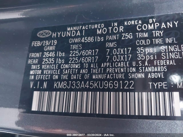 Hyundai Tucson Value 2019 KM8J33A45KU969122 Image 9