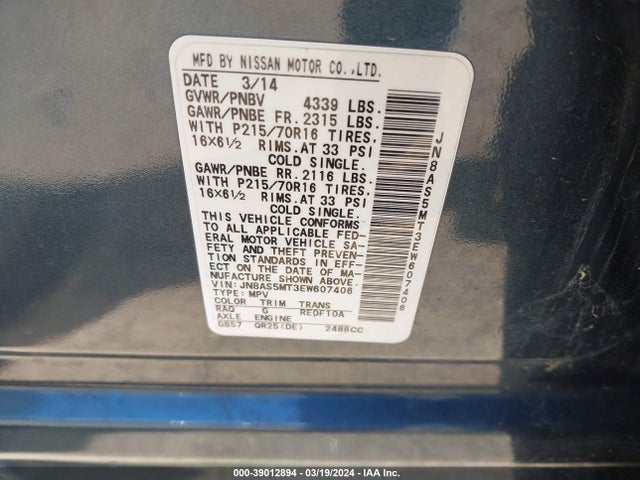 Nissan Rogue Select S 2014 JN8AS5MT3EW607406 Image 9
