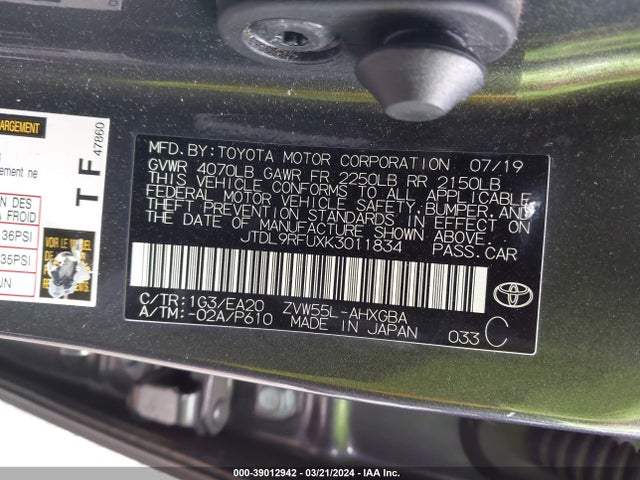 Toyota PRIUS XLE 2019 JTDL9RFUXK3011834 Image 9