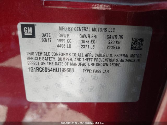 1G1RC6S54HU199688 Chevrolet VOLT LT