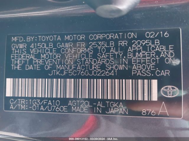 JTKJF5C76GJ022641 Scion TC