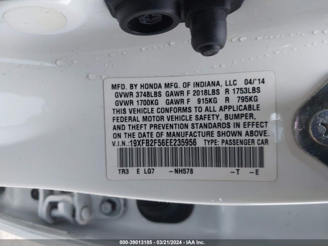 Honda Civic Lx 2014 19XFB2F56EE235956 Image 9