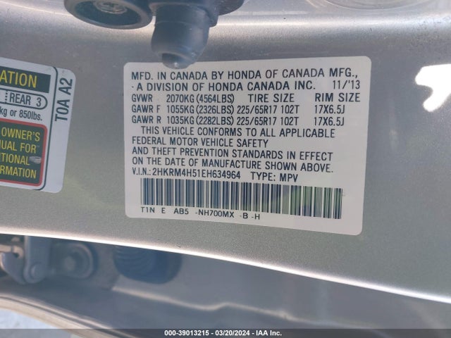 Honda CR-V EX 2014 2HKRM4H51EH634964 Image 9