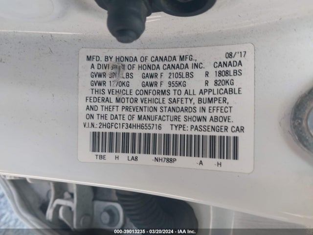 Honda Civic Ex-t 2017 2HGFC1F34HH655716 Image 9