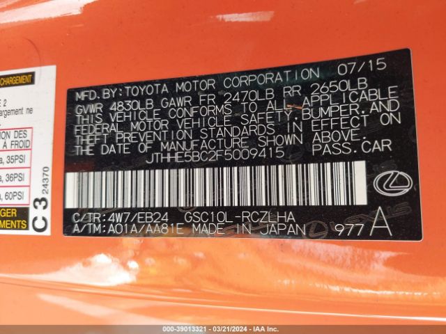 JTHHE5BC2F5009415 Lexus RC 350