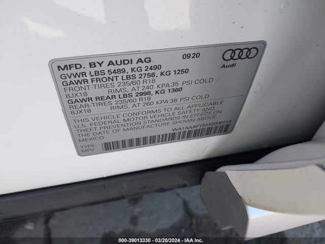 WA1AAAFY5M2006014 Audi Q5 Premium 45 Tfsi Quattro S Tronic
