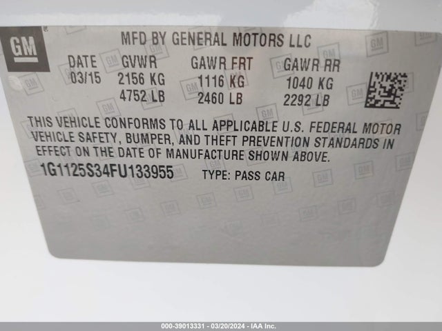 Chevrolet Impala 2lt 2015 1G1125S34FU133955 Image 9