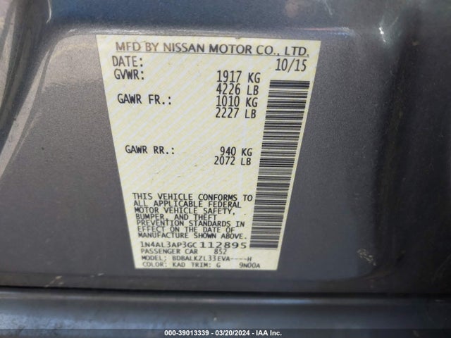 Nissan Altima 2.5 Sv 2016 1N4AL3AP3GC112895 Image 9