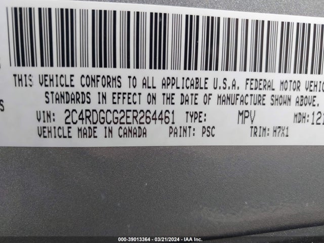 Dodge Grand Caravan Sxt 2014 2C4RDGCG2ER264461 Image 9
